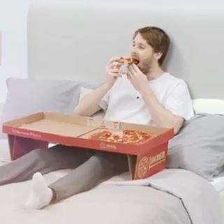 World’s 1st pizza box designed to eat pizza in bed!  But it needs a cupholder.