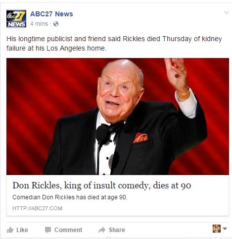 Don Rickles has died :-(