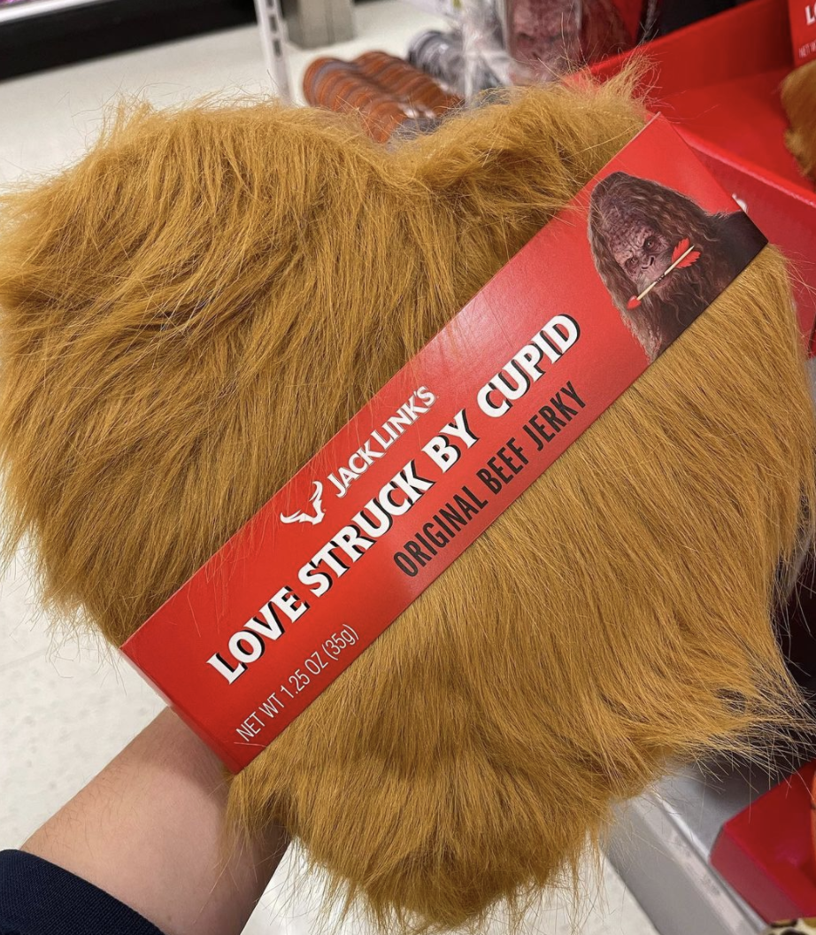 WANNA BUY A HAIRY HEART-SHAPED BOX FILLED WITH BEEF JERKY FOR VALENTINES DAY?