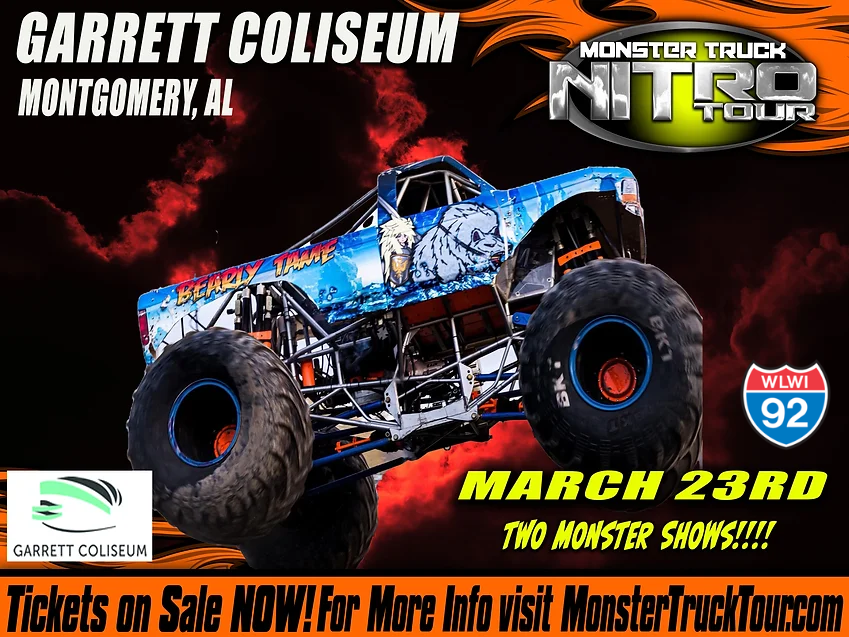 Monster Truck Nitro Tour 2024 Coming to Garrett Coliseum – Win Tickets!