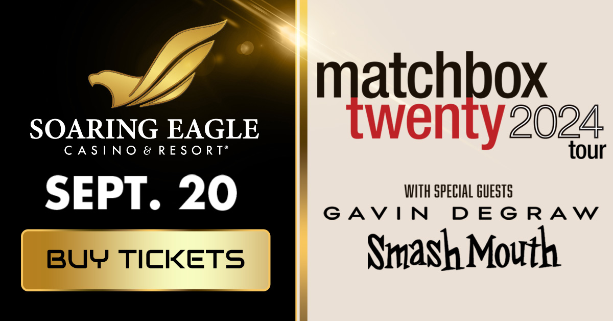 See Matchbox 20, Gavin Degraw, and Smash Mouth at Soaring Eagle on September 20th!