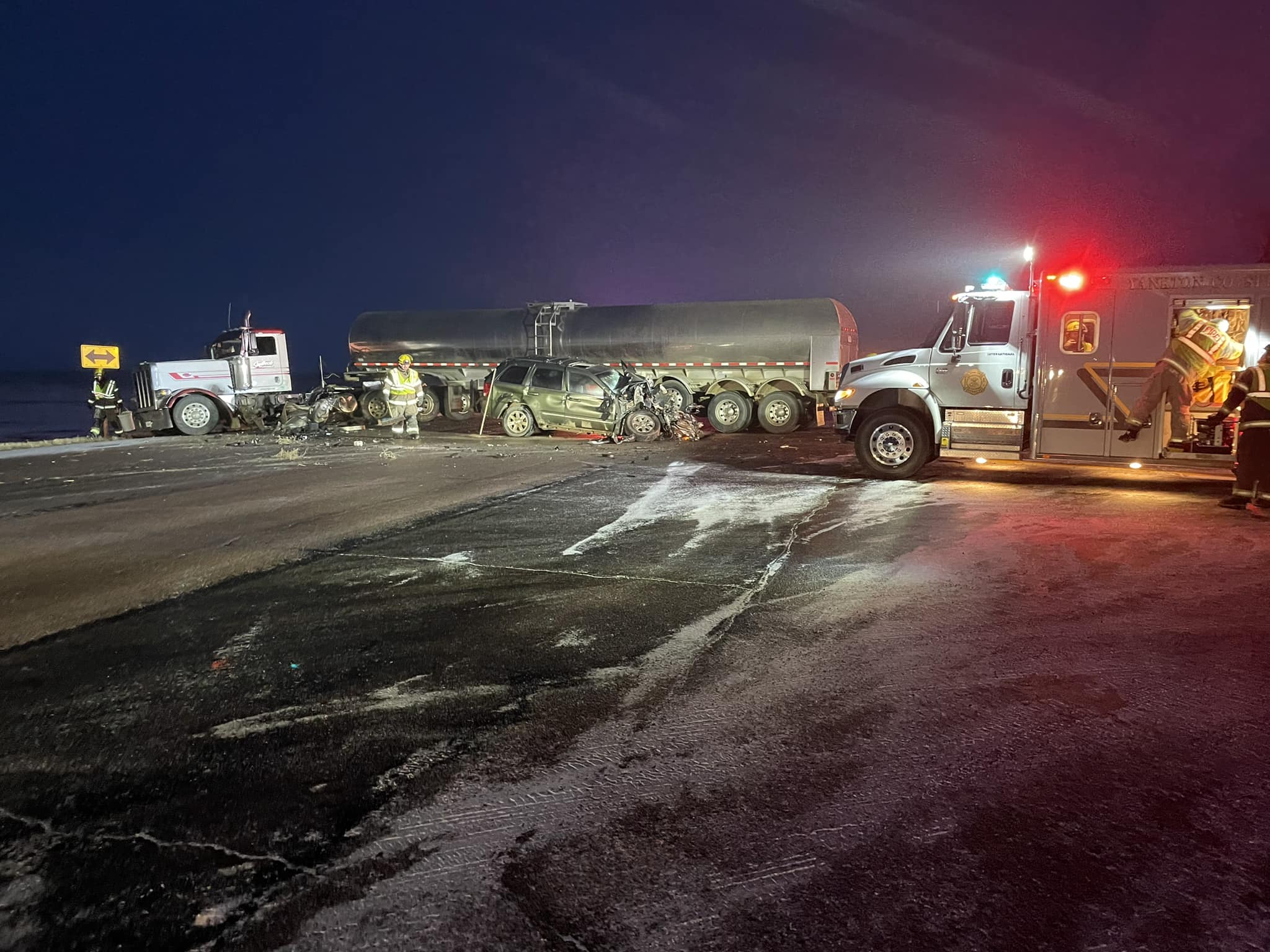 Car-Semi Accident West of Yankton Wednesday Morning