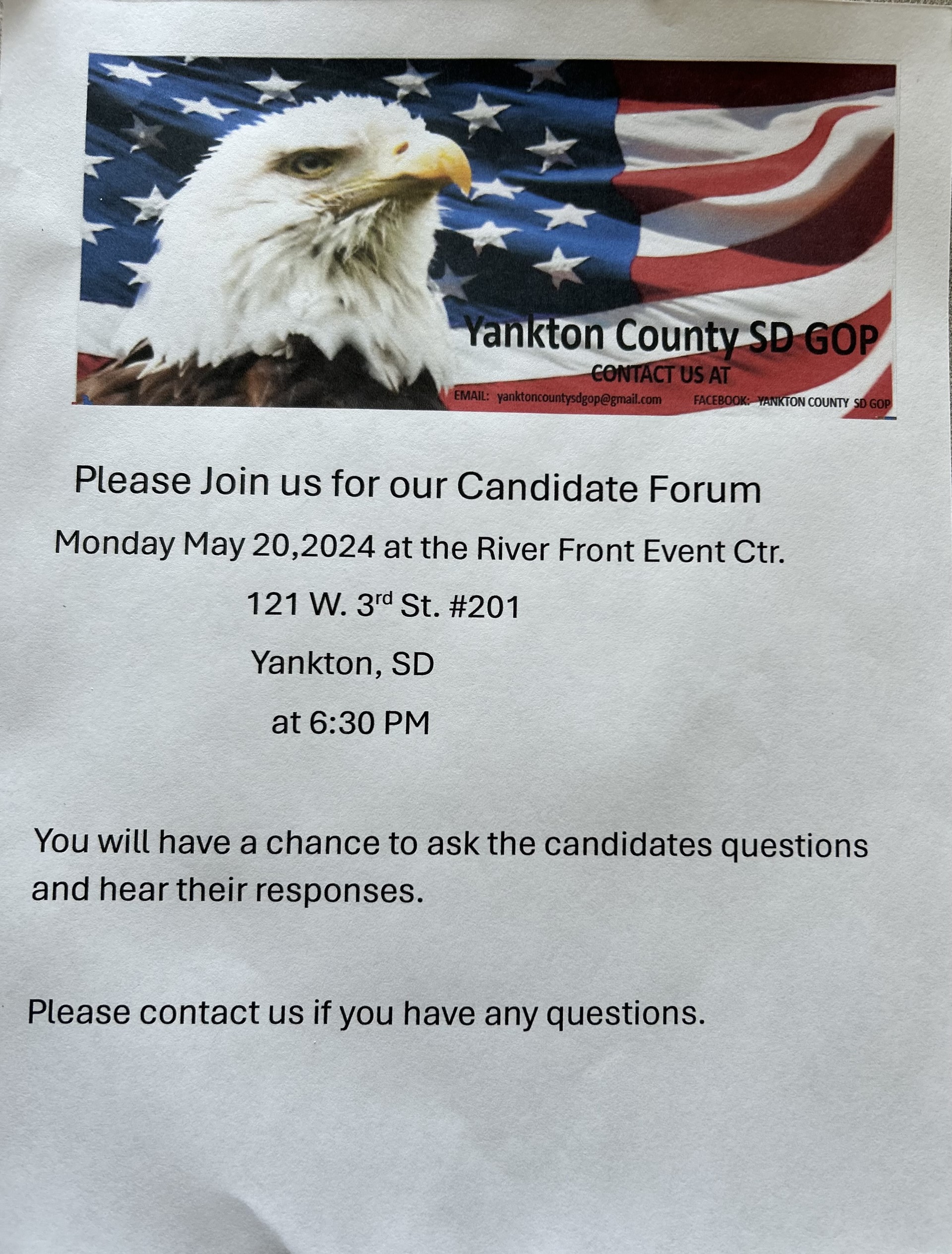 Yankton County GOP to Host Primary Candidate Forum Monday