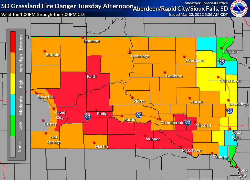 Burn Ban Again For Hughes, Stanley County As Red Flag Warnings Posted In Jones, Lyman, Buffalo And Brule For Extreme Fire Danger Today