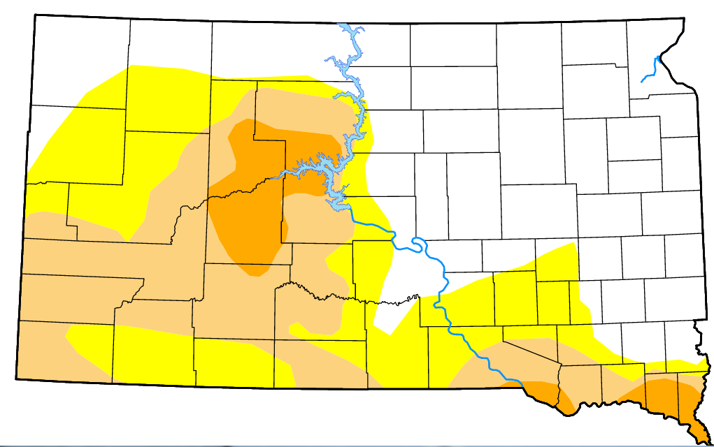 Rain From Severe Storms Make Good Improvements To South Dakota Drought Map