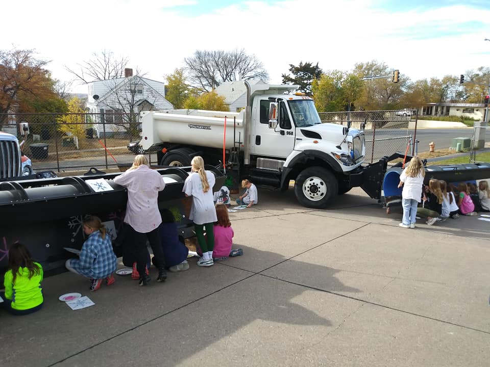 St. Joseph Catholic School 5th Graders Get To Paint Snowflakes On Pierre City Plow Blades