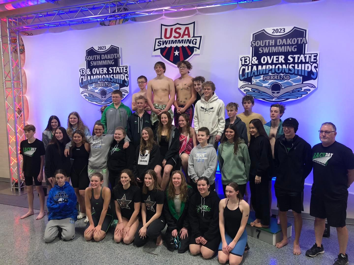 Pierre Swim Team Competes at State Swim Meet in Backyard as Ward-Zeller Sets State Record