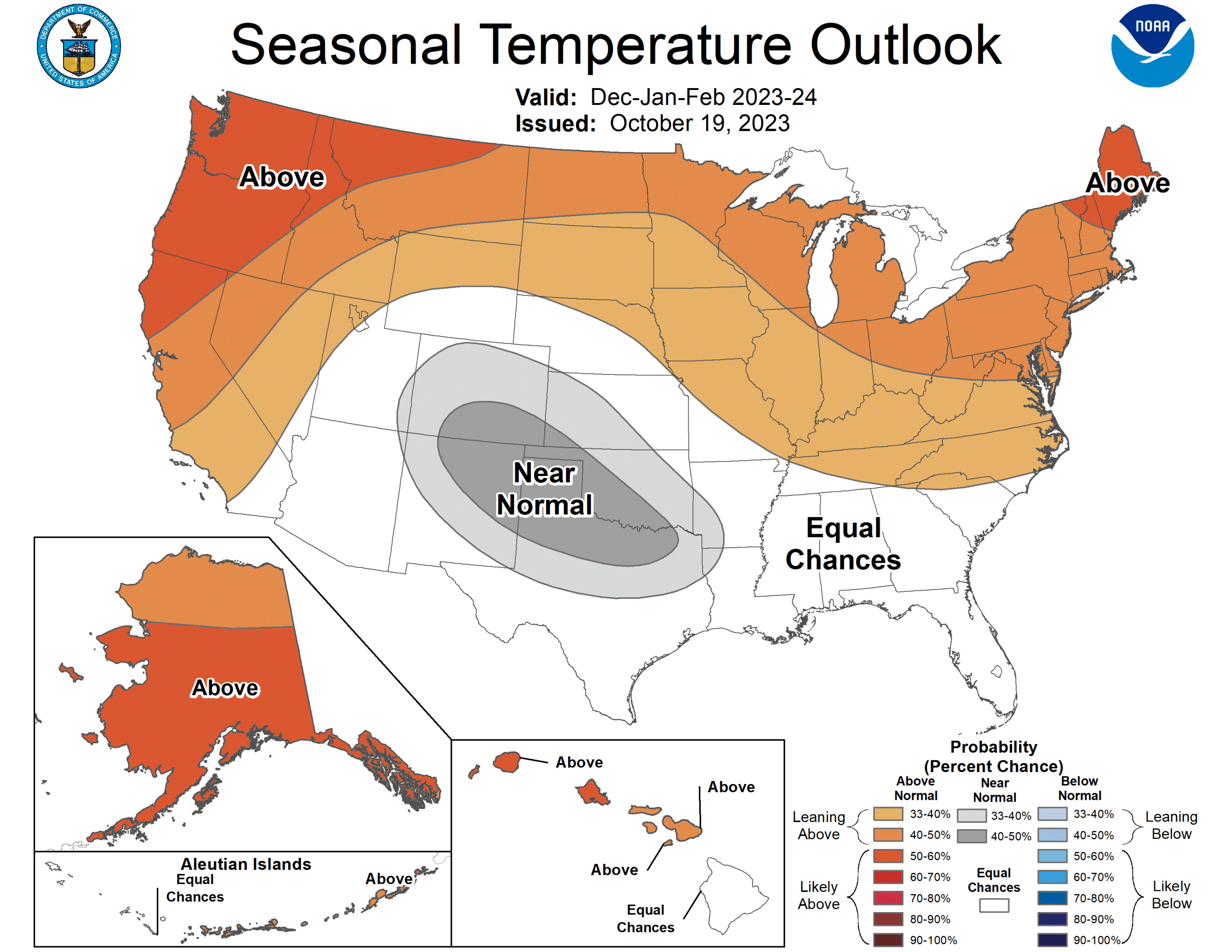 NOAA Issues Winter Outlook Calling For Slightly Above Normal Temps, Equal Chances For Snow