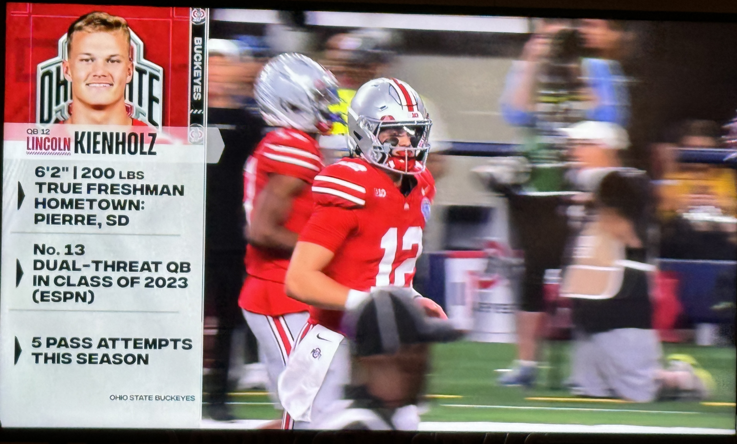 Kienholz Gets First Real Action as Ohio State Falls in Cotton Bowl