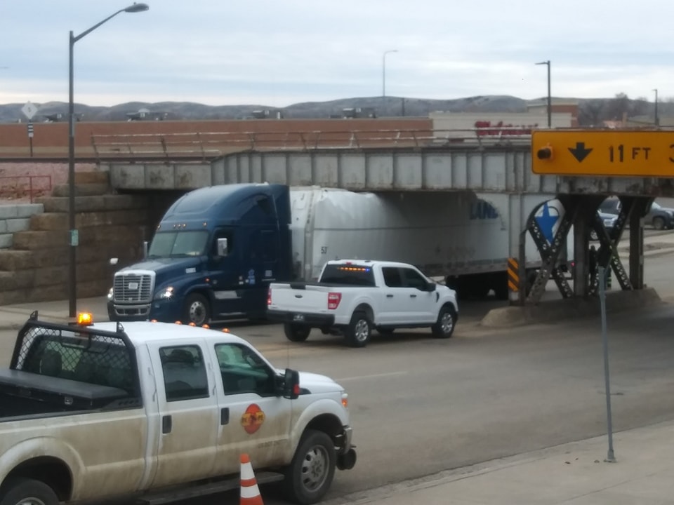 Minnesota Truck Driver Ticketed For Attempting To Pass Truck Under Pierre Railroad Viaduct