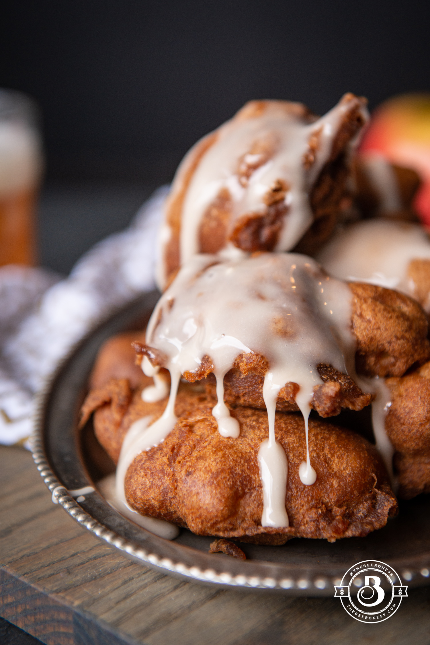 Angry Orchard Apple Fritters with Vanilla Maple Glaze