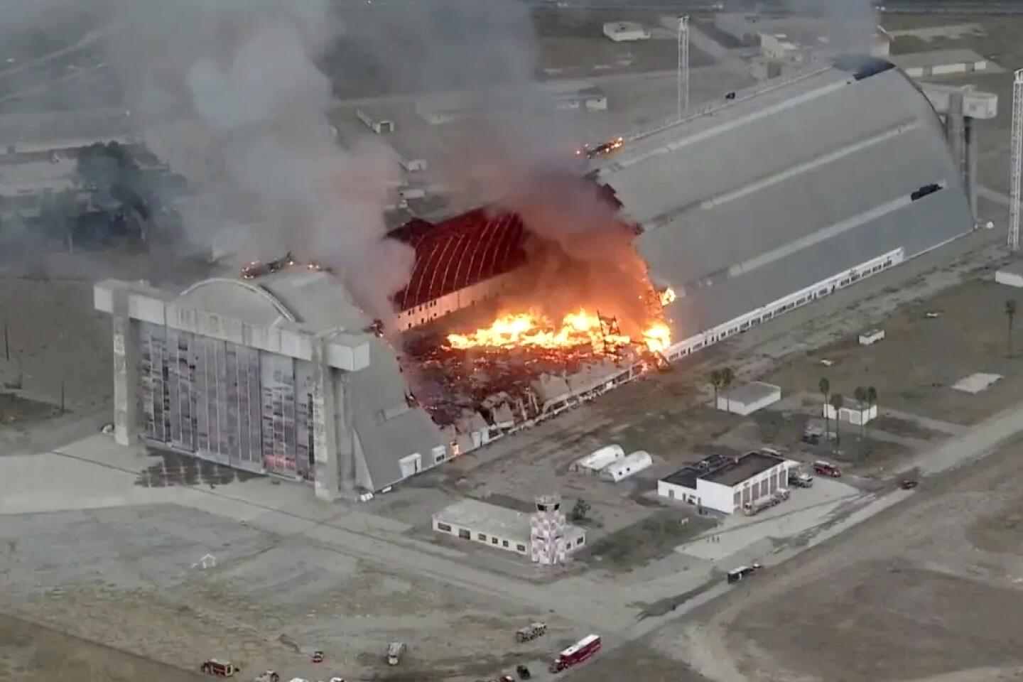 WWII-era hangar burns in Tustin