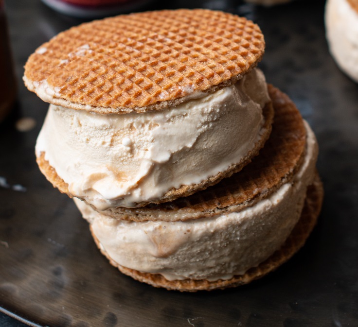 Salted Beer Caramel and Stroopwafel Ice Cream Sandwiches