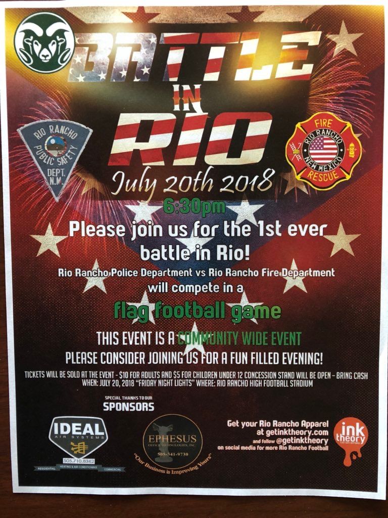 RRHS Football to Host “Battle in Rio” Community Event