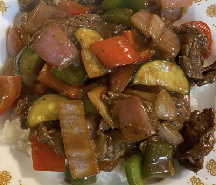 Pepper Steak and Zucchini