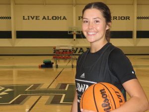 CHALLENGE ACCEPTED – With injuries hitting the Rainbow Wahine hoops team, guard Ashley Thoms is stepping up to fill the void.