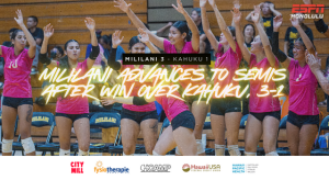 Mililani advances to semis after win over Kahuku, 3-1