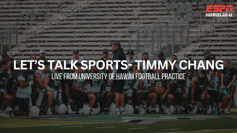 Let's Talk Sports with Kanoa Leahey and Billy Hull was live at University of Hawaii Football practice and they got the chance to chat it up with Coach Timmy Chang and Cam Stone!