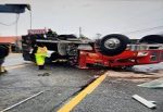 Overturned Calhoun Fire truck