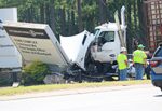 [VIDEO] Accident involving two semi trucks shuts down Alabama Hwy at International Paper