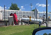 Emerson Police report train vs. transfer-trailer truck accident