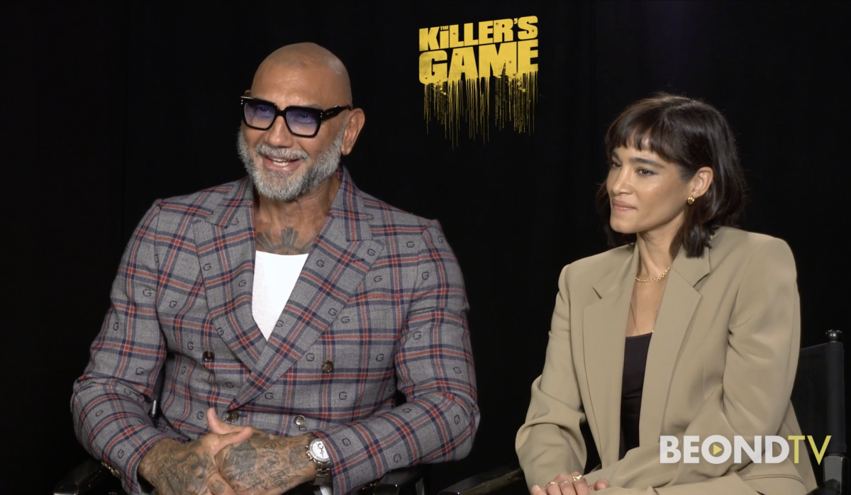 The Softer Side of Dave Bautista in “The Killer’s Game” with Sofia Boutella