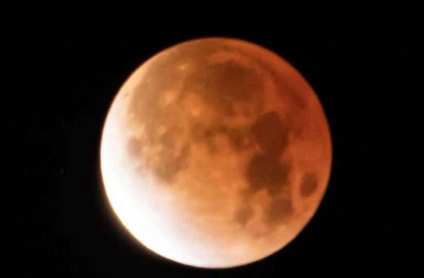 Lunar Eclipse near totality. Image by Richard Covey