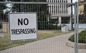 Fence at City Hall in Regina coming down.