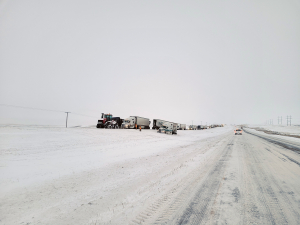 Multiple semis collide on Trans Canada Highway west of Mortlach