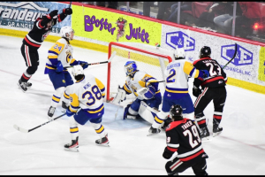 Warriors use steady pressure, solid goaltending to take win over Blades in Game 3