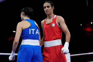 Imane Khelif, Algerian boxer who had gender test issue, wins first Olympic fight when opponent quits