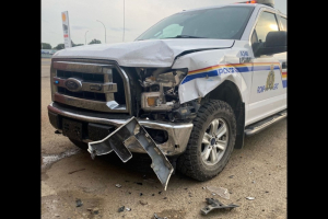 Man charged after police vehicles rammed in Kindersley