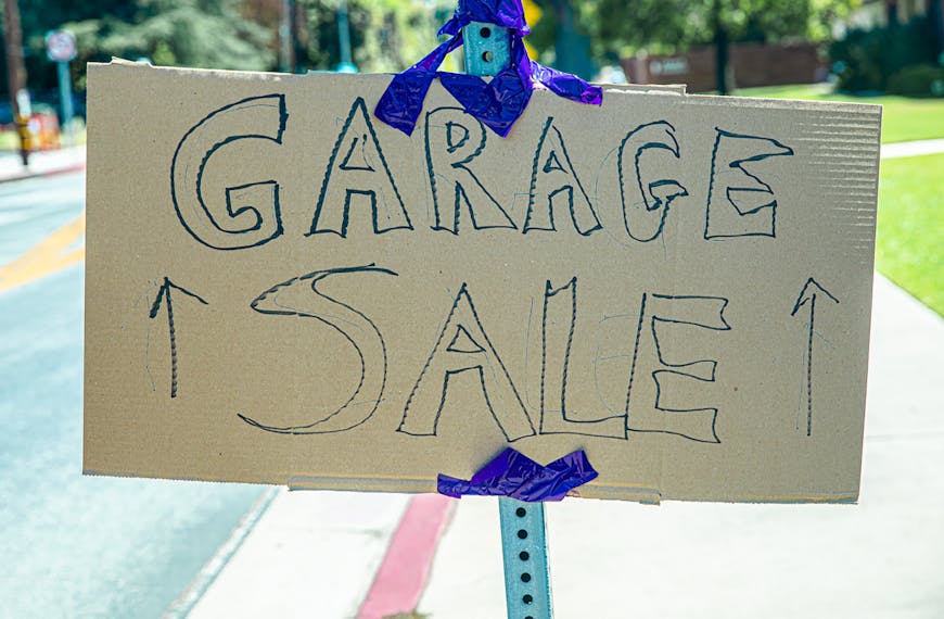 Garage Sale Placard on a Post