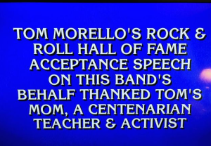 Tom Morello Reacts To His Mother Being Featured As A Clue On ‘Jeopardy’.