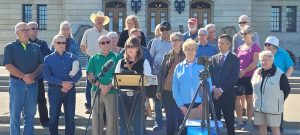 SAWS deliver letters calling for a wetland conservation policy to the steps of Sask. Legislature