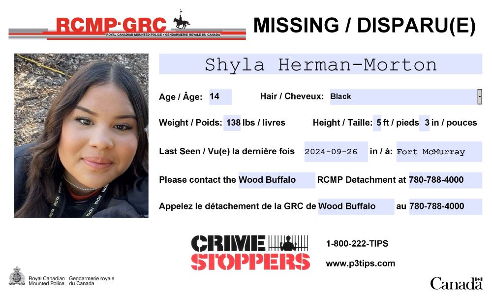 Wood Buffalo RCMP Request Assistance in Locating Missing 14-Year-Old