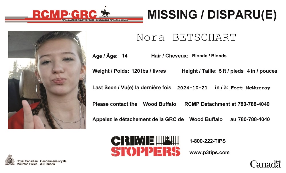 RCMP Seek Public’s Help in Locating Missing 14-Year-Old in Wood Buffalo