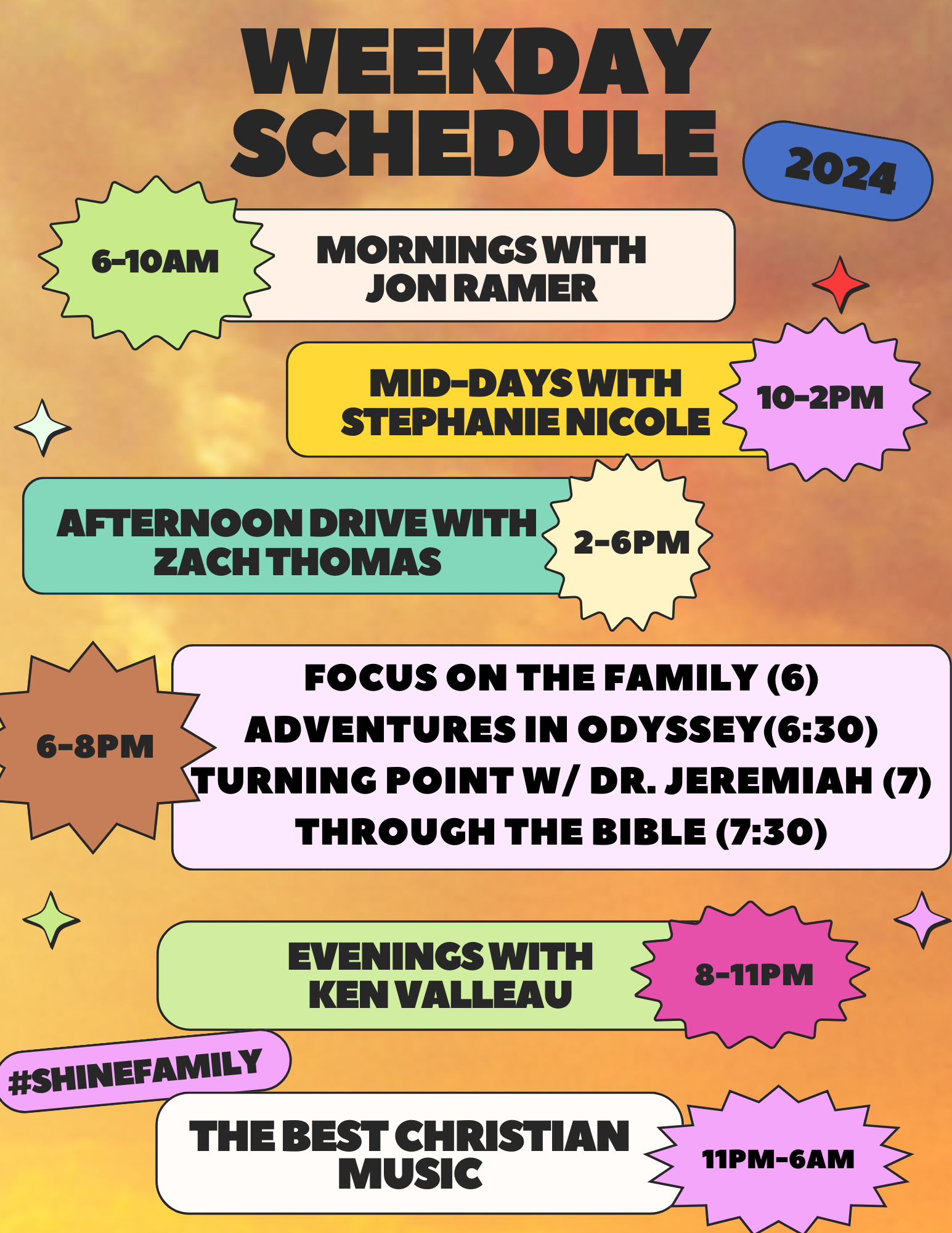 The New Shine Red Deer Weekday Schedule! Shine FM