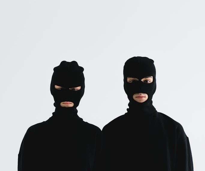 Close-Up Shot of Two People Wearing Robber Mask