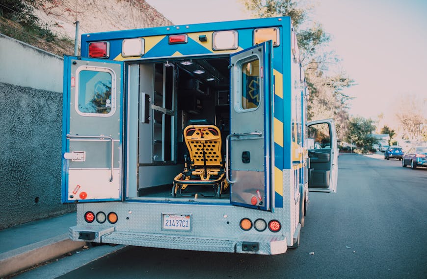 Ambulance Parked on Side of a Road