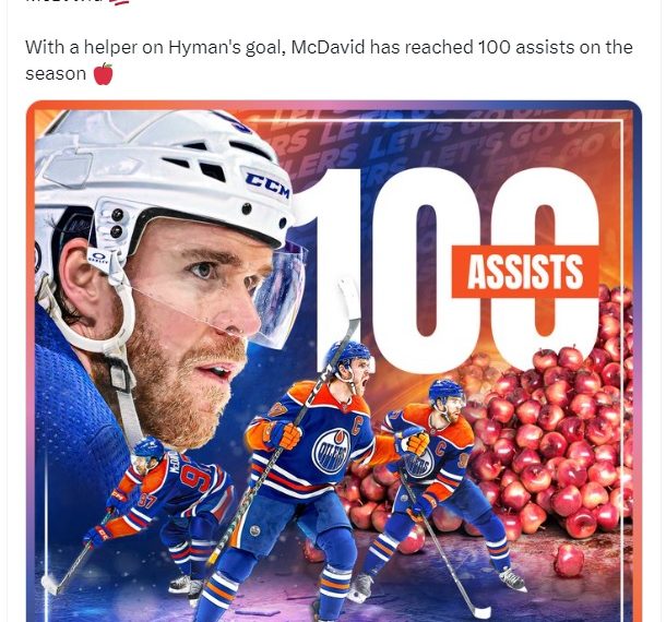 McDavid Has Reached 100 Assists This Season!